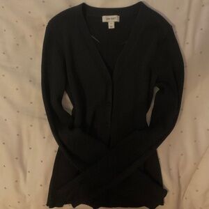 On 34th Ribbed Black Cardigan Sweater Button Up